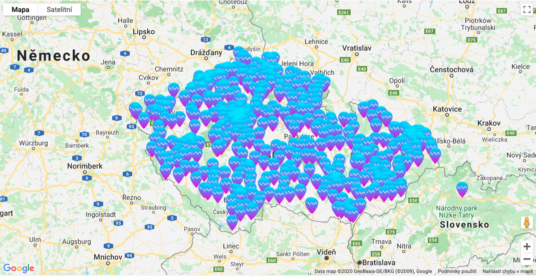 Mapa prodejen, kde prodáváme liquidy EDGE