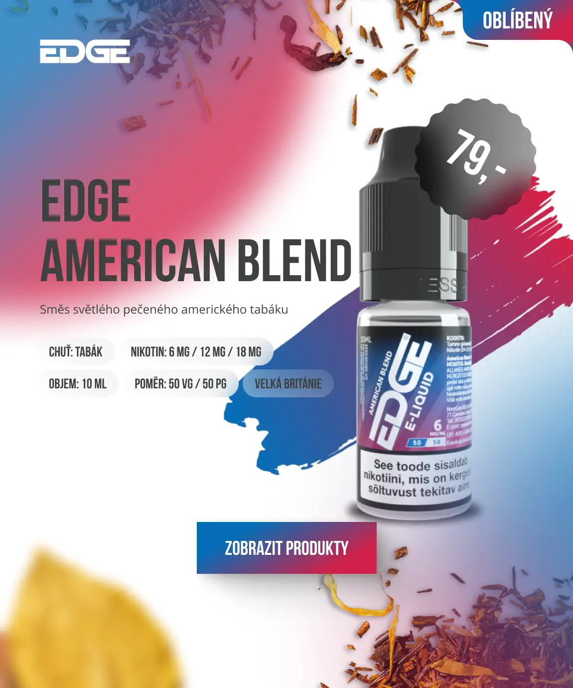 EDGE AMERICAN BLEND: Směs světlého pečeného amerického tabáku